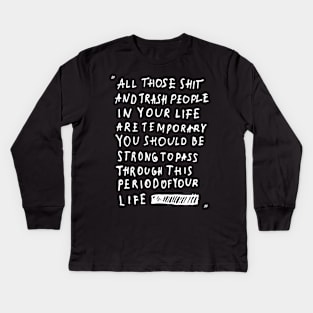 Depressed Black and White Text Kids Long Sleeve T-Shirt